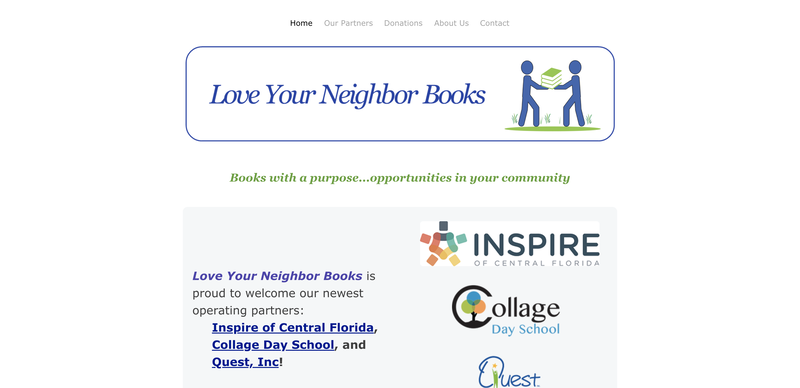 Love Your Neighbor Books home page, desktop view
