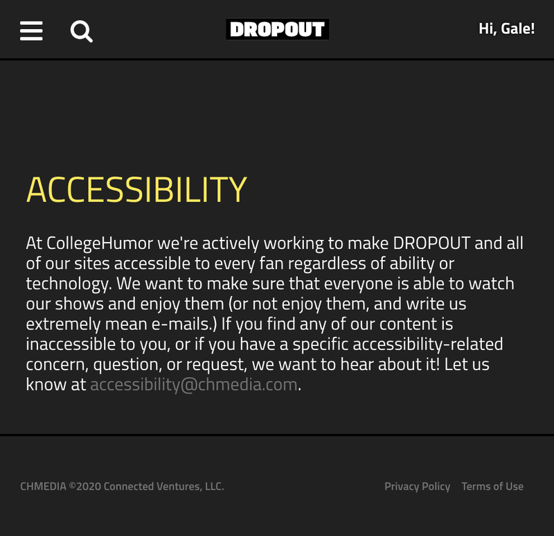 DROPOUT Accessibility page