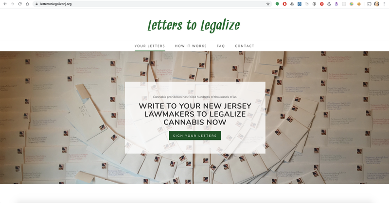 Letters to Legalize Home page with main call to action